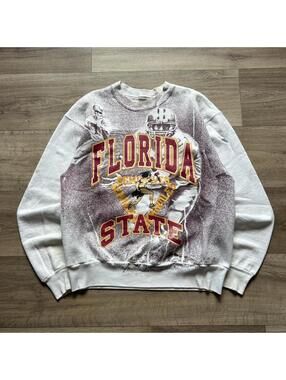 Vintage 90’s FSU Football AOP Crewneck Sweatshirt L rare